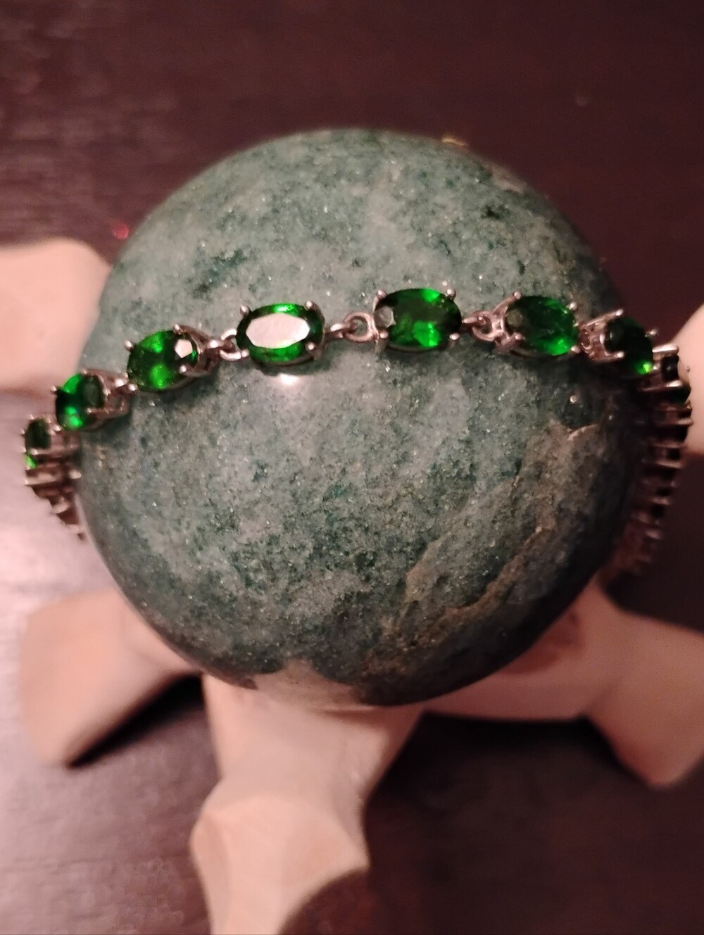 Chrome Diopside Tennis Bracelet In 925 Sterling Silver